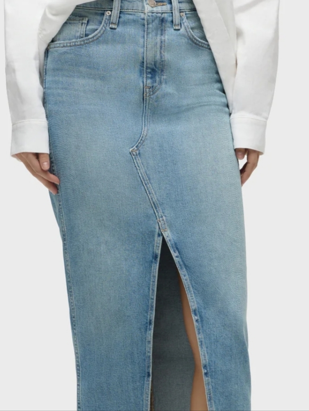 Hudson Reconstructed Denim Maxi Skirt with Front High Slit Womens 26 Waist - Picture 10 of 13